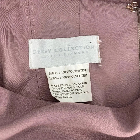 Dessy Collection Off the Shoulder Trumpet Bridesmaid Dress French Truffle Size 4 - Picture 6 of 6